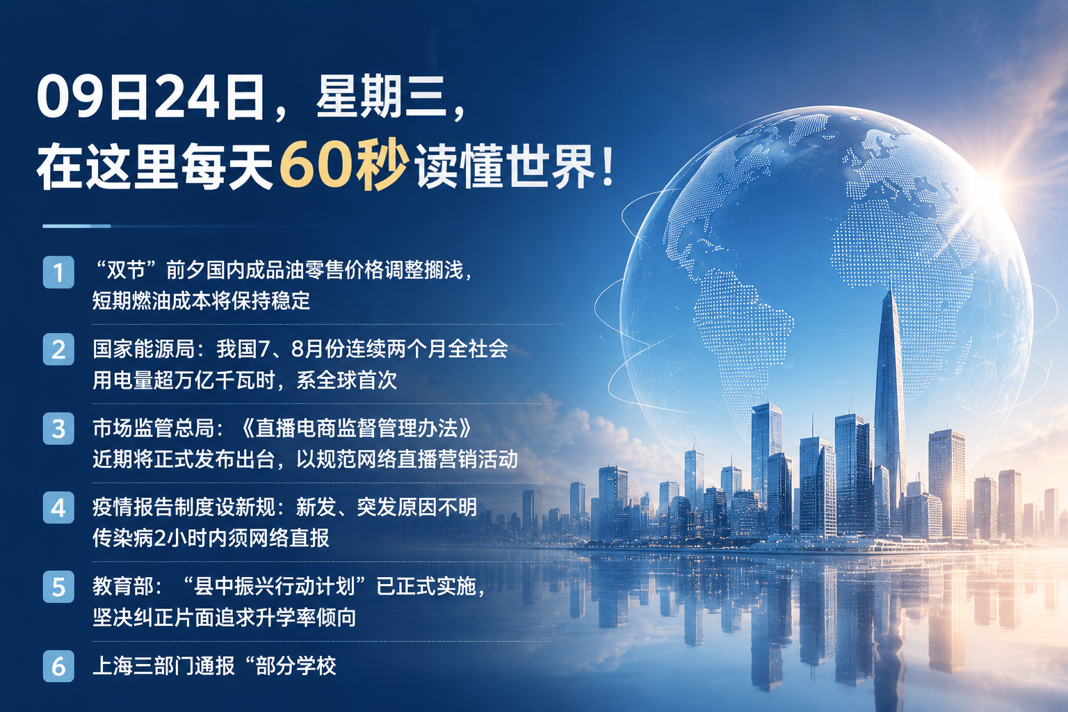 09日24日，星期三，在这里每天60秒读懂世界！